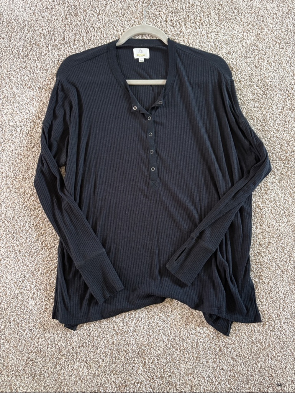 Aerie Ribbed Henley - Picture 3 of 6